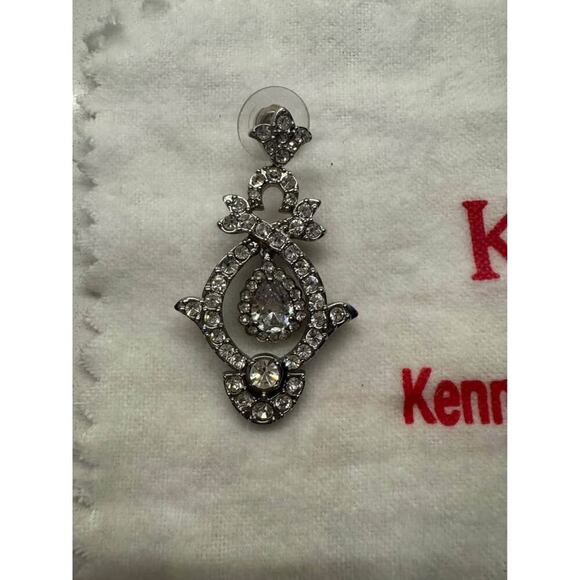 KJL by Kenneth Jay Lane 1.75” Rhinestone Dangle Pierces Earrings - Picture 2 of 4